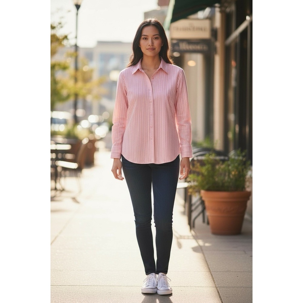 WHITE STAG Pink Pinstripe Button  Down Shirt SZ XL (16-18)